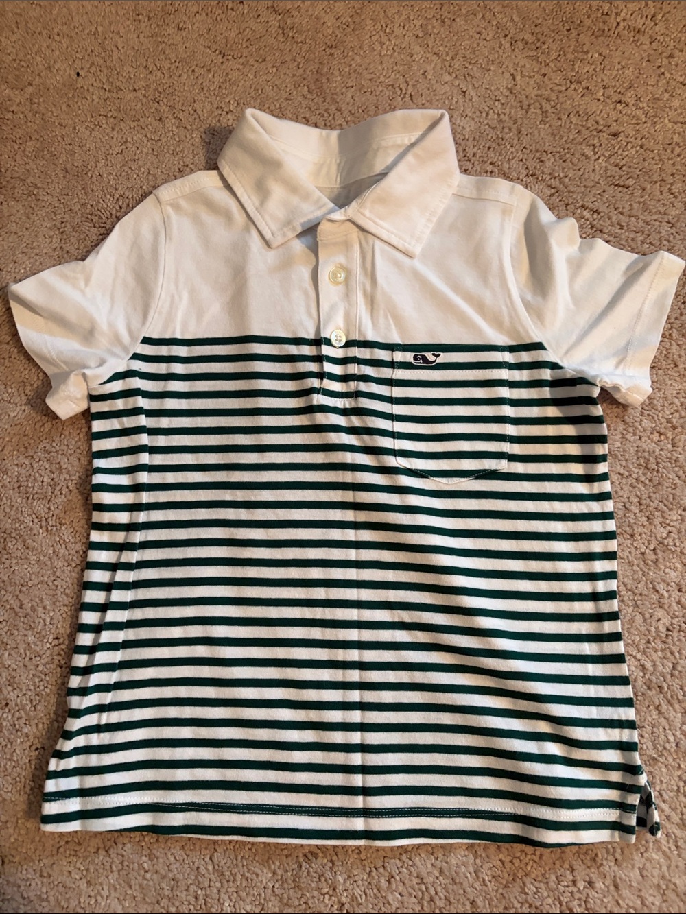 Vineyard Vines White and Green Striped Polo